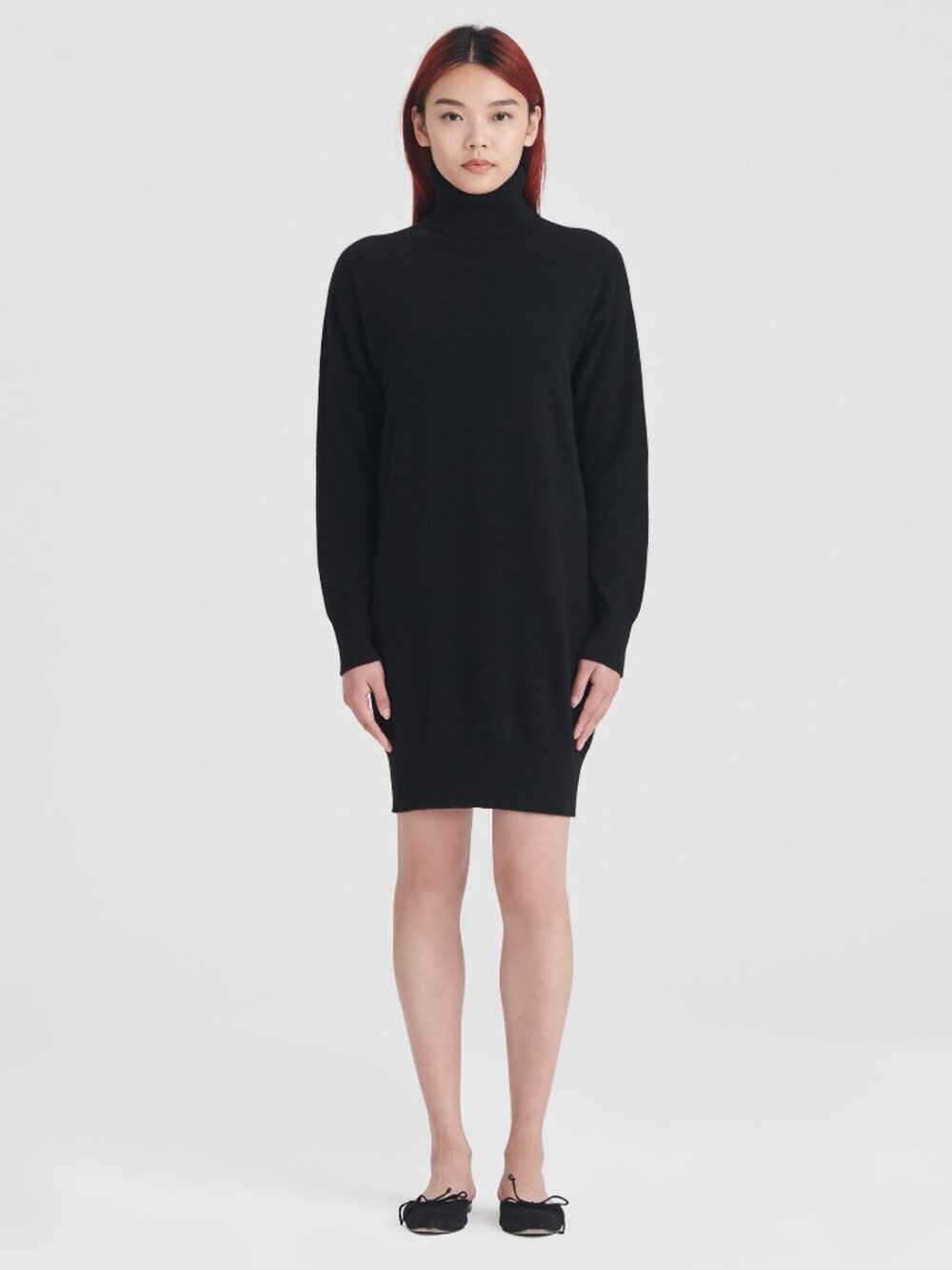 Naadam Cashmere Turtleneck Mini Dress Black S
